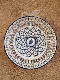 Plate White Blue Wall Hanging