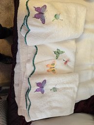 Towel Set #3 White With Butterflies