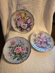8.5' Plate Set Of 3 Floral (Wales, Ucagco)