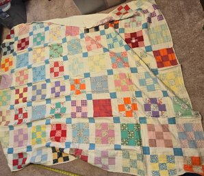 Quilt #3  80'x71' Squares In 5 White Small Blue Sq
