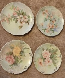 Antique Plates Set Of 4 Floral Design