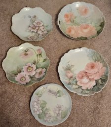 Antique Plates Set Of 5 Floral Design