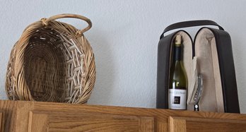 Basket And Wine Bottle Tote
