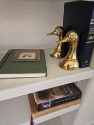 Brass Duck Bookends And Books