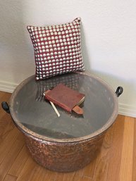 Copper Style Pot With Glass, Pillow,  Book