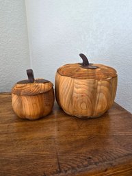 Wood Pumpkin Box Decor Set Of 2