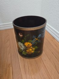 Floral Painted Trash Can