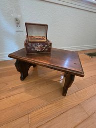Wood Stool And Decorative Box Set