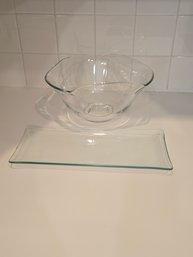 Glass Bowl And Platter Set