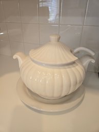 Tea Pot White With Plate