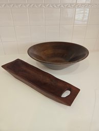 Wooden Serving Bowl And Platter