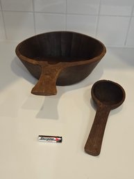 Wooden Bowl And Laddle