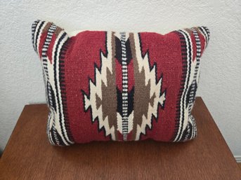 Woven Pillow - Red, White. Brown