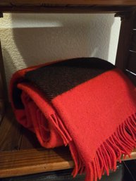 Throw Blanket Wool Red Black