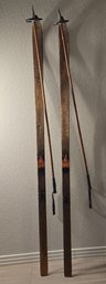 Vintage Wooden Skis And Piles 72'l