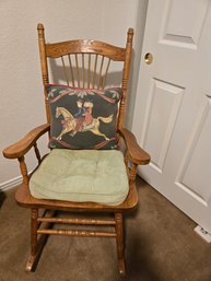 Oak Rocking Chair With Pad N Pillow