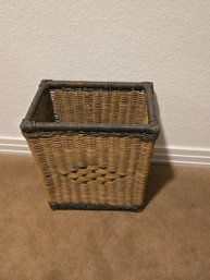 Wicker Waste Basket Green Edge