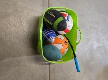 Sport Ball Set In Green Tote
