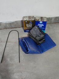 Tarp, Mineral Oil Can,  Linseed Oil Can