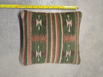 Woven Pillow Green Tan Stripes