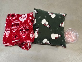 Christmas Blanket And Pillow,  Candy Canes