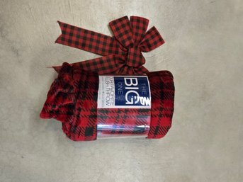 Throw Blanket Red Black Plaid With Bow