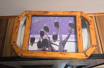 Clock Bald Eagle Photo, Feathers Wood Frame 20.5'w X 12.5'h