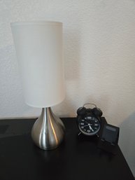 Silver Touch Lamp , Black Clock