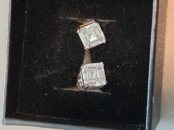 925 Earrings CZ Square #3