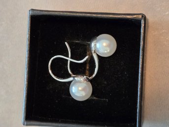 S925 Earrings Pearl Drops CZ #10