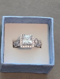 925 Ring CZ Square Sz 6   #7