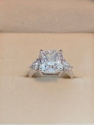 925 Ring CZ Square 3 Stones Sz 6 # 15