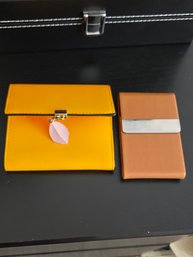 Yellow Wallet,  Brown Business Card Holder