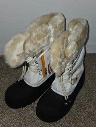 Shoes Thinsolate Faux Fur White Black Boots Sz 5-6