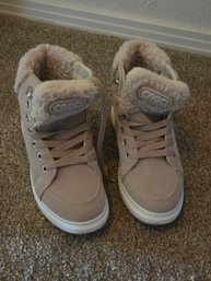 Conici Tan Tennis Shoes  Faux Fur Sz 36