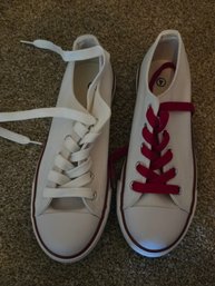 Tennis Shoes White With Red Shoe Lace Sz 4