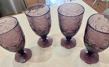 4 Princess House Fantasia Amethyst Goblets