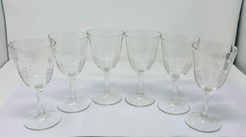 6 Federal Glass Clear Goblets