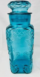 Vintage Teal Jar Canister With Lid 14' H