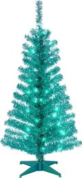 Brand-new National Tree Company Pre-Lit Artificial XmasTree, Silver Tinsel, White Lights, Includes Stand