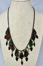 Vintage Copper, Teal And Dark Red Native American Style From New Mexico Necklace