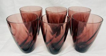 6 Hazel Atlas Amethyst Drinking Glasses 4.5'h