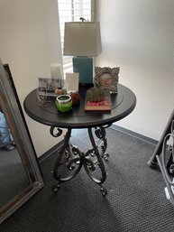 Iron And Round Wood To Side Table