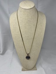 Long Silver Stone Necklace