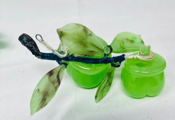 Vintage Glass Jade Apples