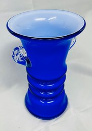 Colbalt Blue And White Encase Glass Vase