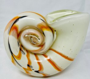 Cream And Orange Murano Glass Seashell