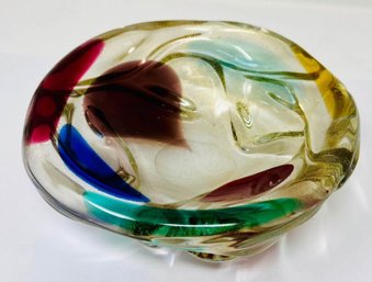 Murano Archimede Seguso Attributed Bowl With Gold Flecks