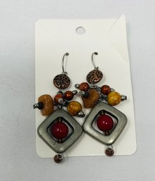 Vintage Silver And Bead Earrings