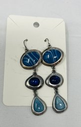 Vintage Silver And Blue Stone Earrings